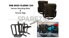 For Royal Enfield Goan Classic 350 Military Pannier Bags Olive Color and Mounting - SPAREZO For Royal Enfield Goan Classic 350 Military Pannier Bags Olive Color and Mounting - SPAREZO